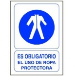 Señal adhesiva de 110x70mm - Obligatorio el uso de ropa protección (50 unidades)